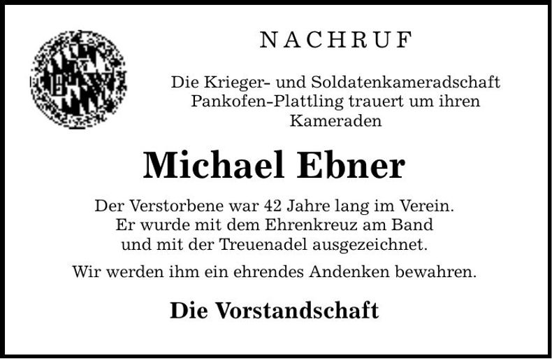Traueranzeige Michael Ebner