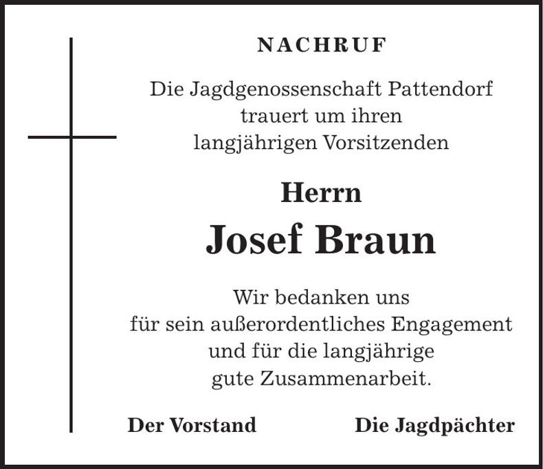 Traueranzeige Braun Josef