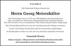 Traueranzeige Georg Meisenhälter