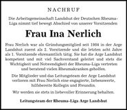 Traueranzeige Ina Nerlich