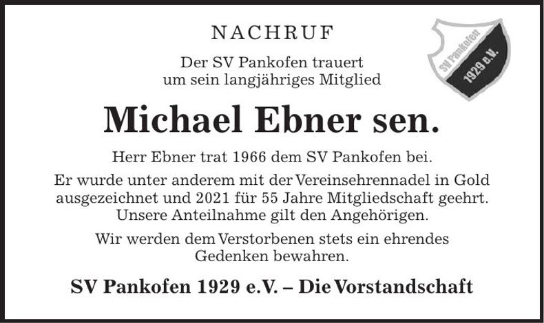 Traueranzeige Michael Ebner