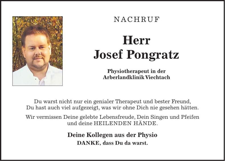 Traueranzeige Josef Pongratz