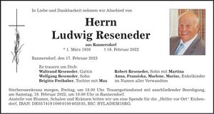 Traueranzeige Ludwig Reseneder