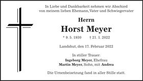 Traueranzeige Horst Meyer