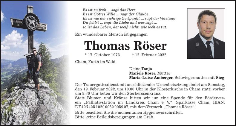 Traueranzeige Thomas Röser