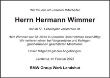 Traueranzeige Hermann Wimmer