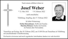 Traueranzeige Josef Weber