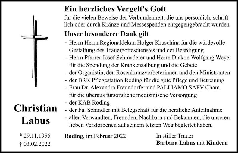 Traueranzeige Christian Labus