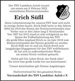 Traueranzeige Erich Süßl