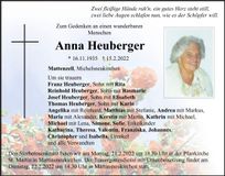 Traueranzeige Anna Heuberger