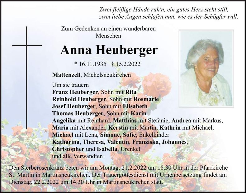 Traueranzeige Anna Heuberger