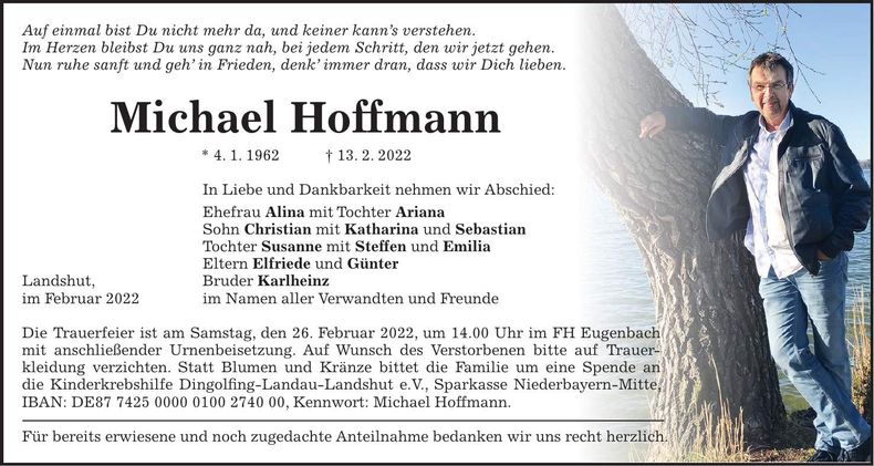 Traueranzeige Michael Hoffmann