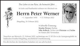 Traueranzeige Peter Werner