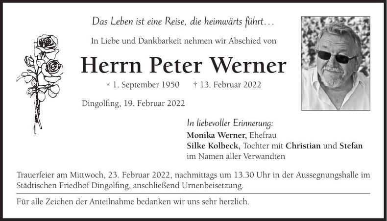 Traueranzeige Peter Werner