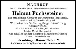Traueranzeige Helmut Fuchssteiner