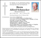 Traueranzeige Alfred Schmucker