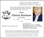 Traueranzeige Christa Trottnow