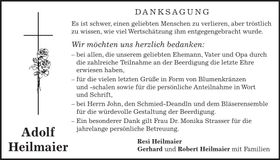 Traueranzeige Adolf Heilmaier