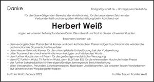 Traueranzeige Herbert Weiß
