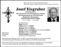 Traueranzeige Josef Eisgruber