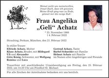 Traueranzeige Angelika Achatz