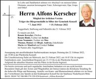 Traueranzeige Alfons Kerscher