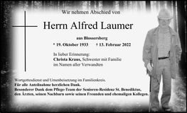 Traueranzeige Alfred Laumer