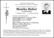 Traueranzeige Monika Huber