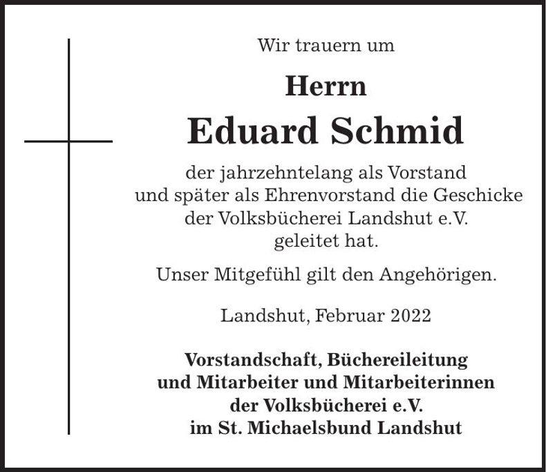 Traueranzeige Eduard Schmid
