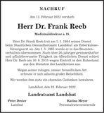 Traueranzeige Frank Reeb