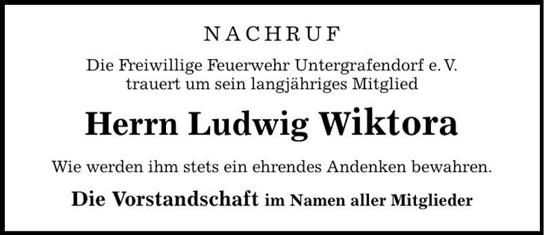 Traueranzeige Ludwig Wiktora