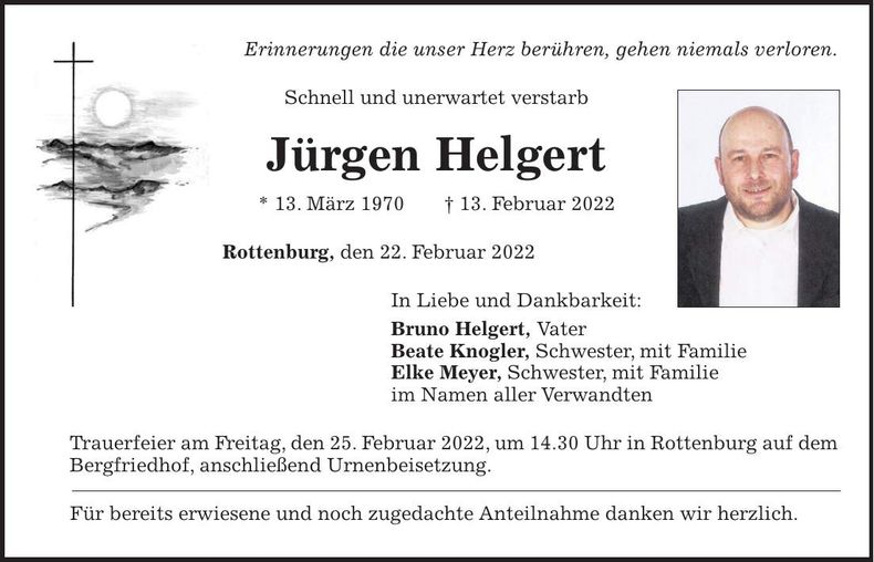 Traueranzeige Jürgen Helgert