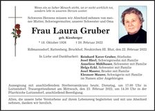 Traueranzeige Laura Gruber