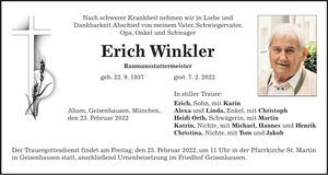 Traueranzeige Erich Winkler