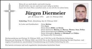 Traueranzeige Jürgen Diermeier