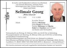 Traueranzeige Georg Sellmair