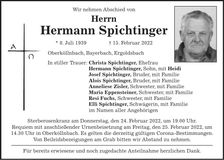 Traueranzeige Hermann Spichtinger