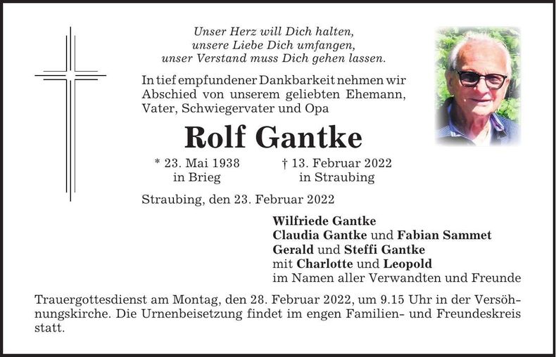 Traueranzeige Rolf Gantke