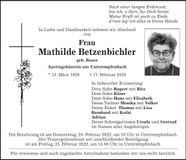 Traueranzeige Mathilde Betzenbichler