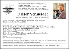 Traueranzeige Dieter Schneider