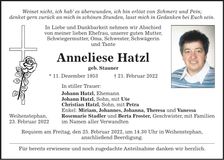 Traueranzeige Anneliese Hatzl