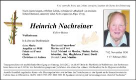 Traueranzeige Heinrich Nachreiner
