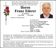 Traueranzeige Franz Ederer