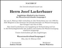 Traueranzeige Josef Lackerbauer