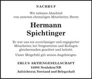 Traueranzeige Hermann Spichtinger
