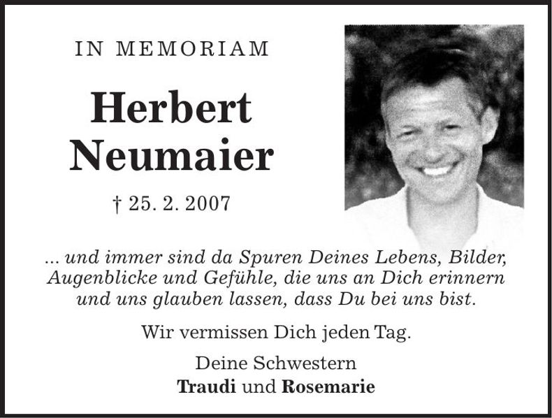 Traueranzeige Herbert Neumaier