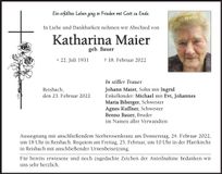 Traueranzeige Katharina Maier