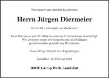 Traueranzeige Jürgen Diermeier
