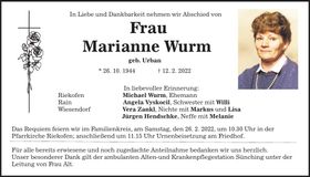 Traueranzeige Marianne Wurm