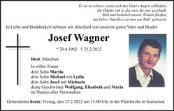 Traueranzeige Josef Wagner